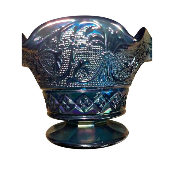 Vintage Fenton Carnival Glass Blue Bowl - Picture 9 of 16